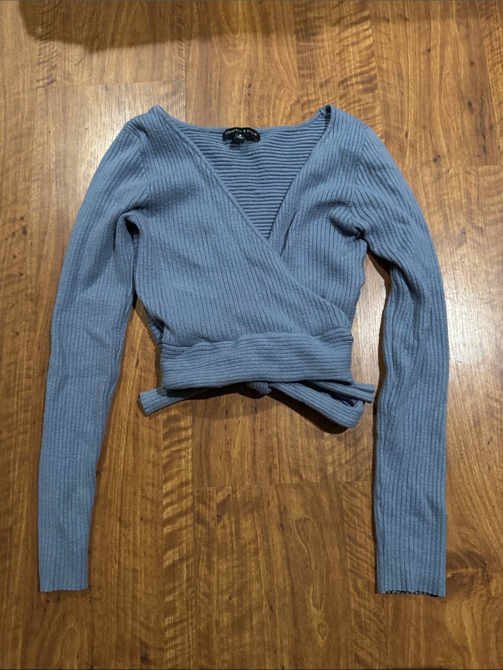 Women’s Pacsun Kendall & Kyle Collab Ribbed Cropped-Dusty Blue